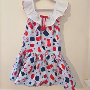 Bonnie Jean Girls Patriotic Popsicle Dress Red White Blue 4/4T M63736-DV